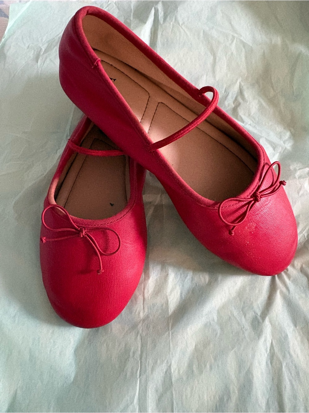 Zara Red Mary Jane Ballet Flats with Bow